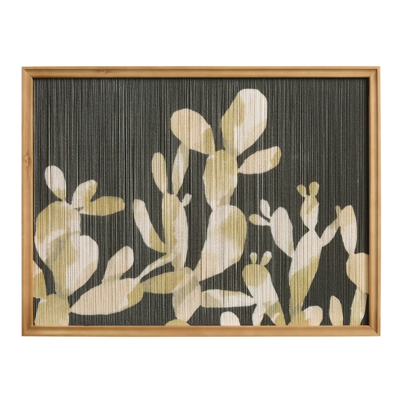 Green and Black Cactus Printed String Framed Wall Art