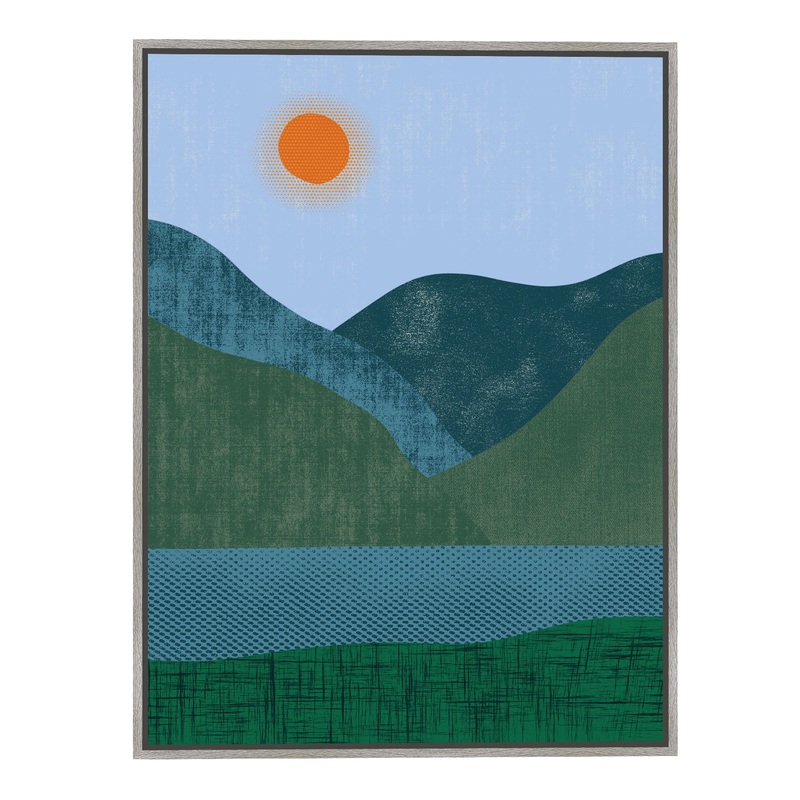 Mountain River Landscape by Alisa Galitsyna Framed Canvas Wall Art