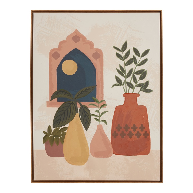 Ophelia’s Window Pink And Terracotta Framed Canvas Wall Art