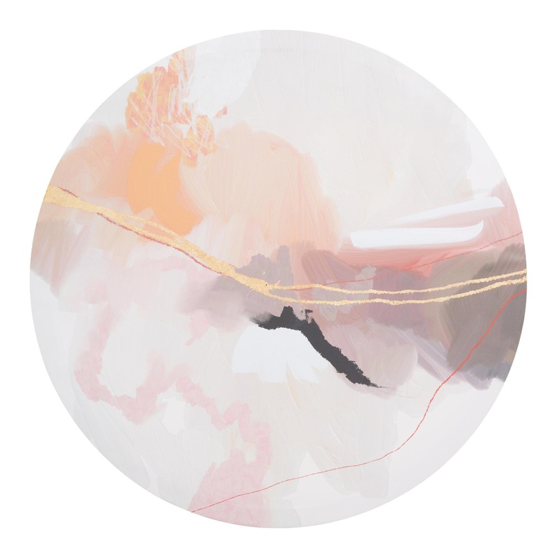 Pink Dalarna By Dan Hobday Round Canvas Wall Art