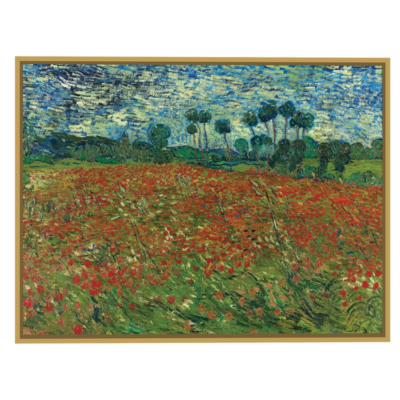 Poppy Field by Vincent Van Gogh Framed Canvas Wall Art