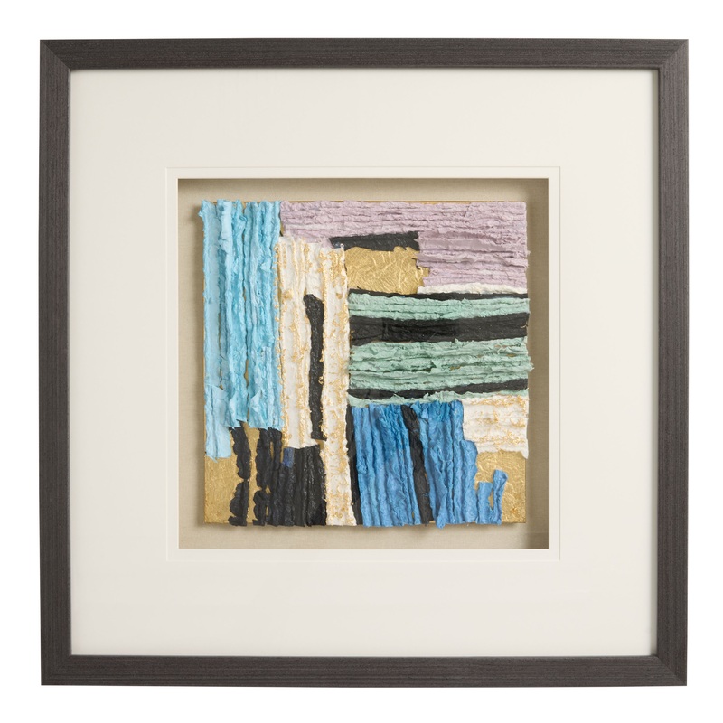 Purple and Gold Foil Rice Paper Shadow Box Wall Art