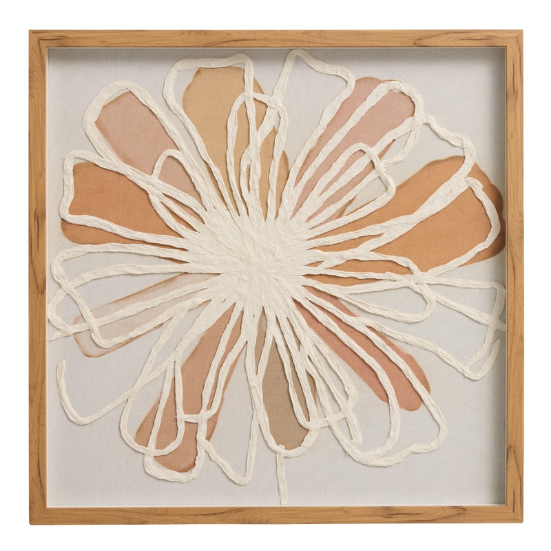 Rice Paper and Pastel Single Floral Shadow Box Wall Art