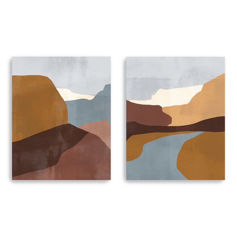 Sedona Color Block Abstract Canvas Wall Art 2 Piece