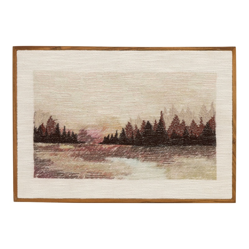 Sepia Woven Cotton and Wood Vintage Framed Wall Art
