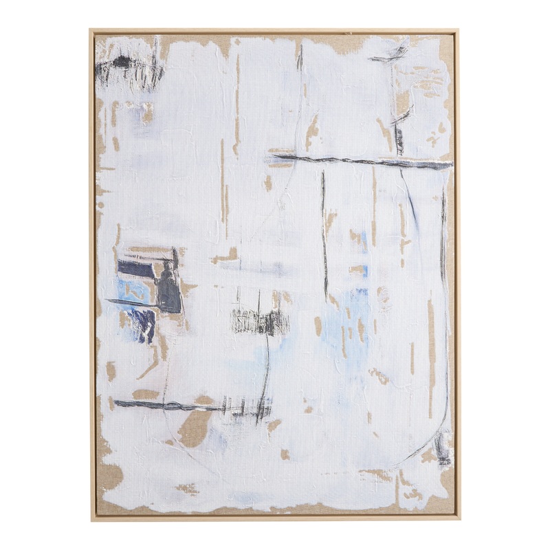 White and Black Abstract Framed Linen Wall Art