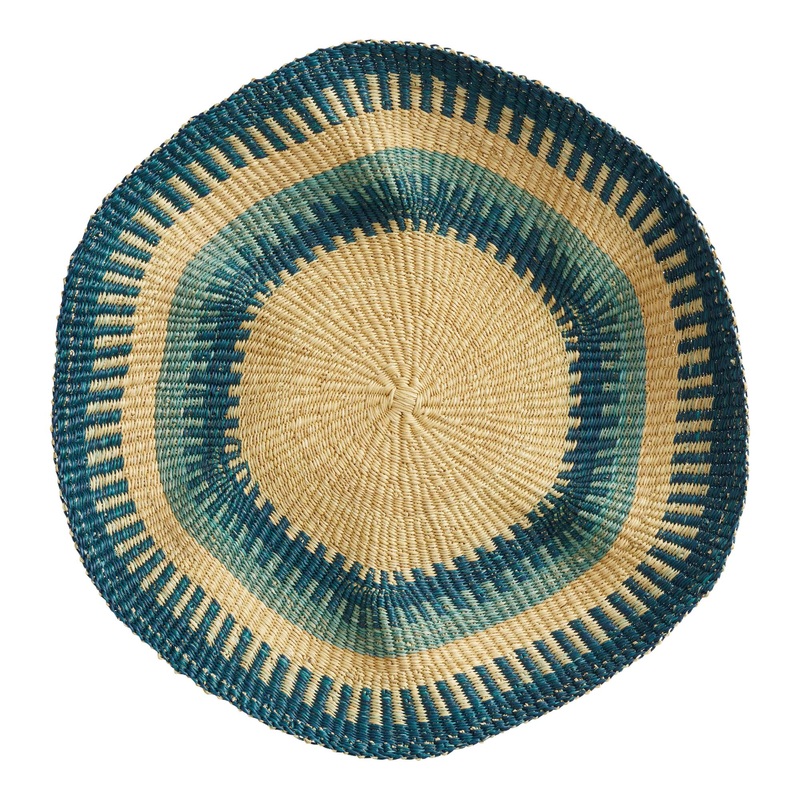 All Across Africa Blue Wavy Woven Disc Wall Decor