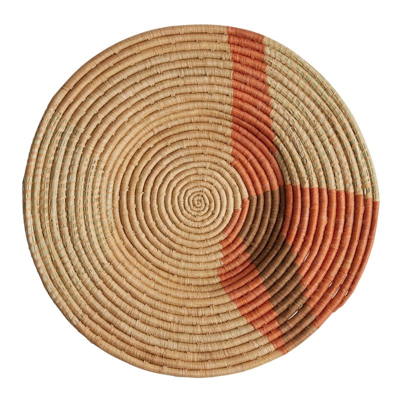 All Across Africa Orange And Tan Raffia Disc Wall Decor
