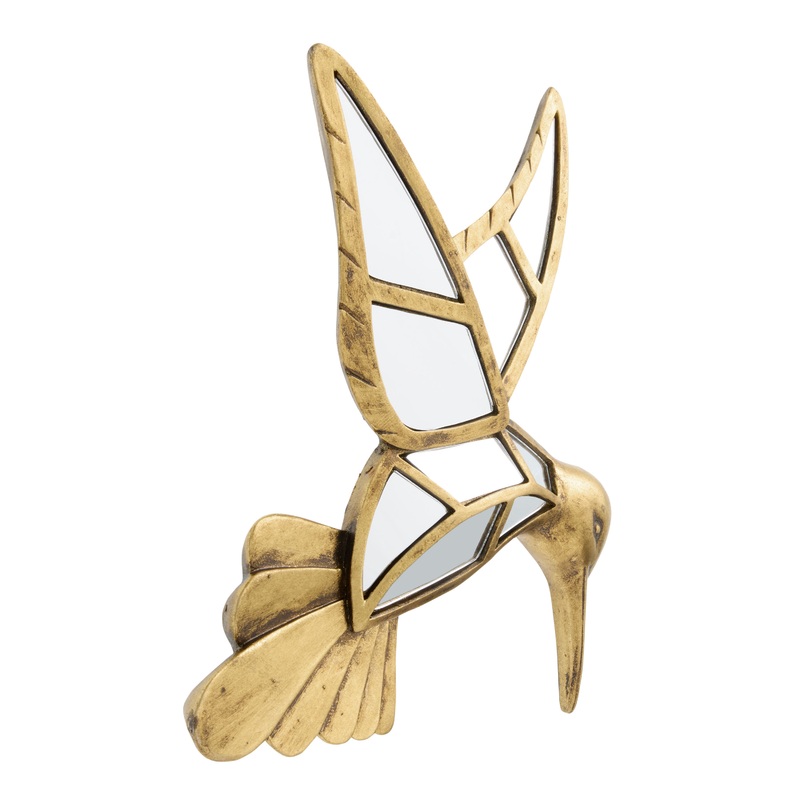 Antique Gold and Mirrored Glass Hummingbird Wall Decor
