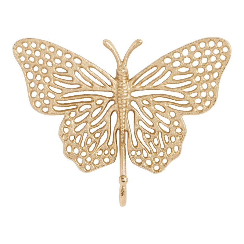 Antique Gold Metal Butterfly Wall Hook