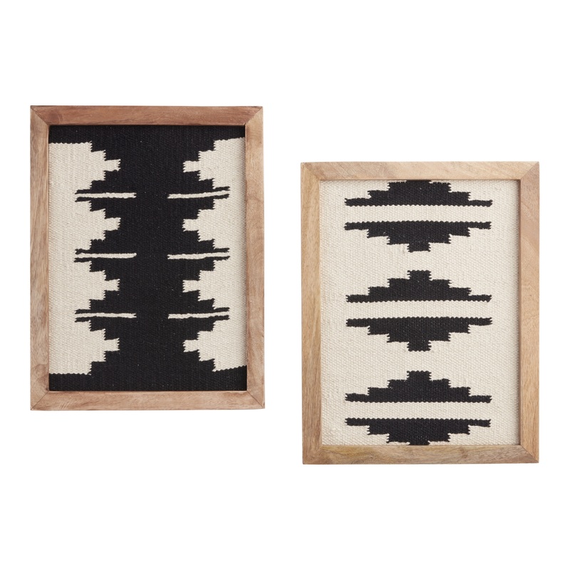 Black And White Southwest Textiles Framed Wall Decor 2 Piece