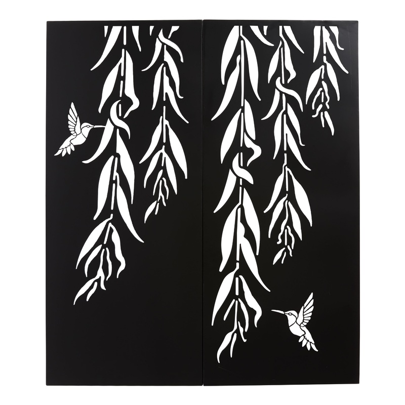 Black Iron Hummingbirds Cutout Panel Wall Decor 2 Piece
