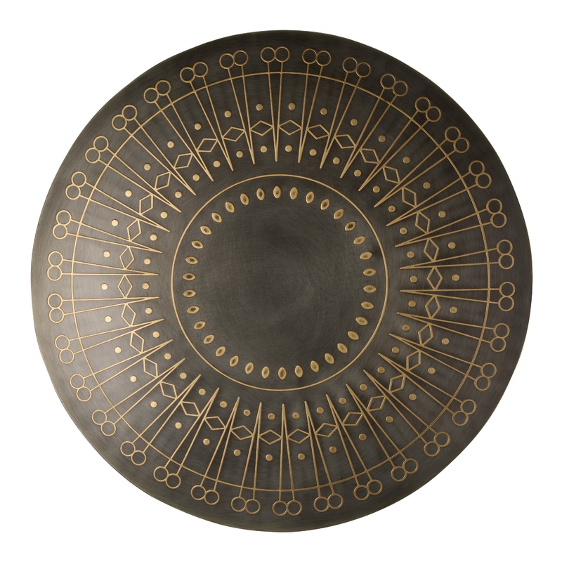 Bronze Iron Gold-Etched Geo Disc Wall Decor