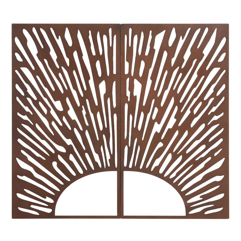 Bronze Metal Sunrise Sunset Panel Outdoor Wall Decor 2 Piece