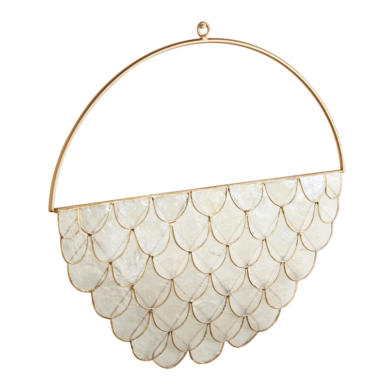 Capiz Shell and Gold Metal Layered Wall Hanging