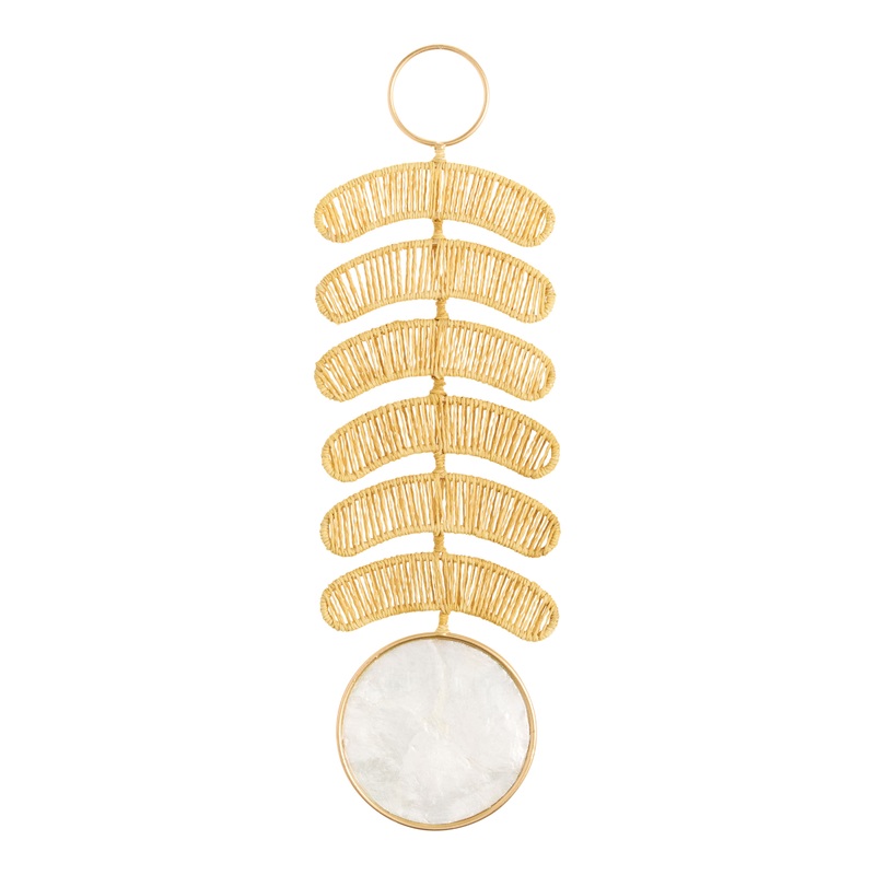 Capiz Shell and Paper Rope Moon Wall Hanging