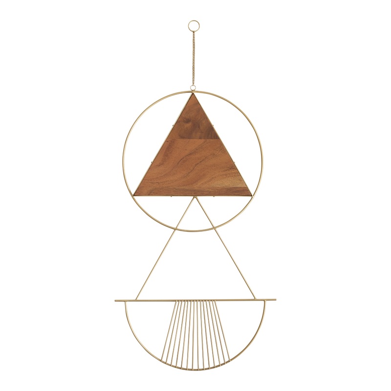 Celeste Gold Metal And Wood Geo Wall Hanging