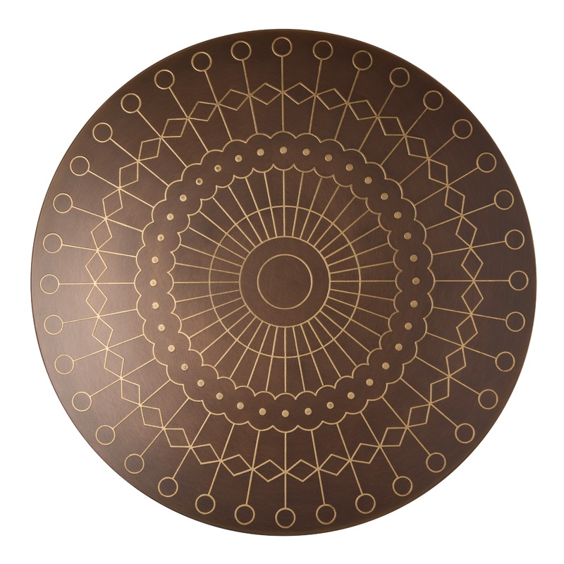 Copper Iron Gold-Etched Geo Disc Wall Decor
