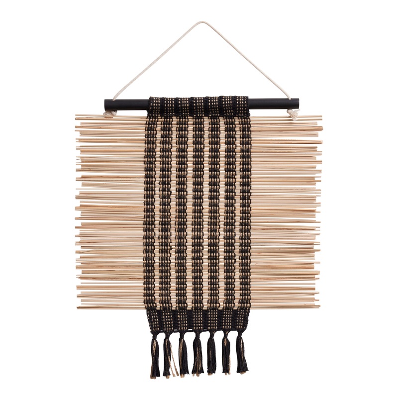 CRAFT Natural And Black Broomstick Striped Wall Hanging
