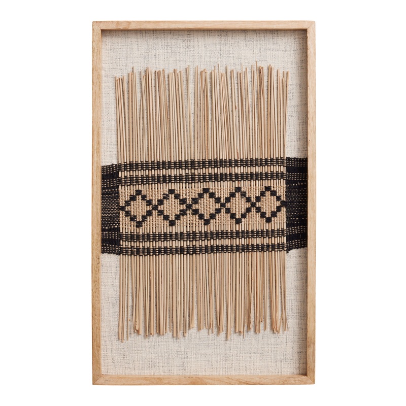 CRAFT Natural And Black Broomstick Textile Framed Wall Decor