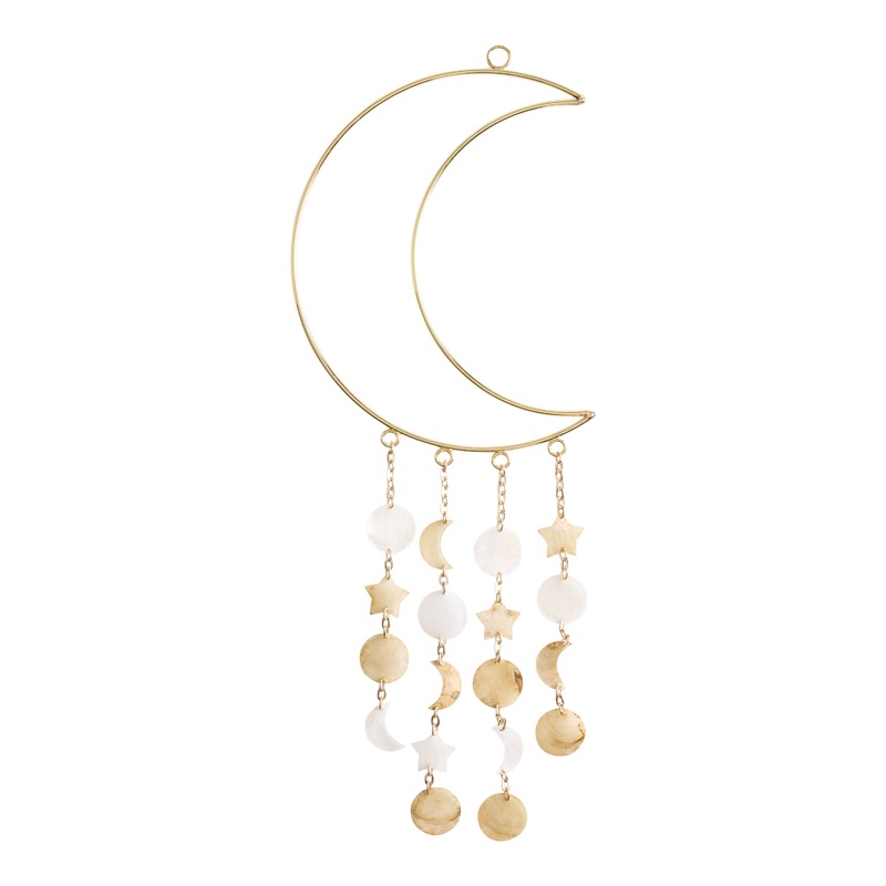 Gold Capiz Shell Moon And Star Wall Hanging