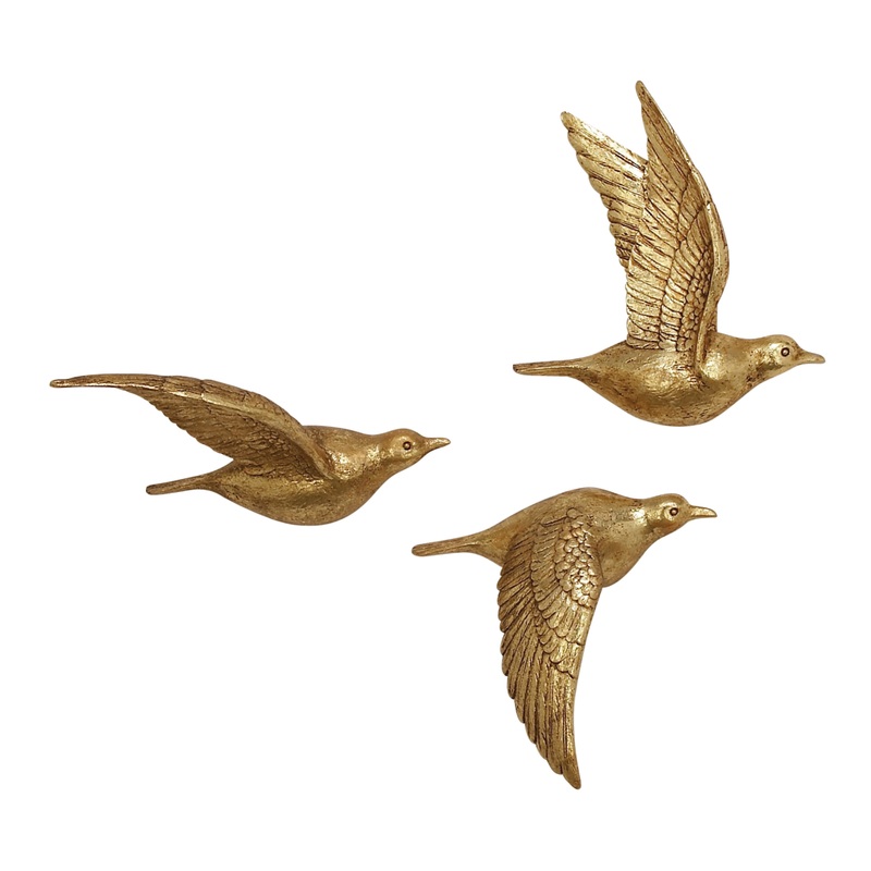 Gold Coastal Birds Wall Decor 3 Piece