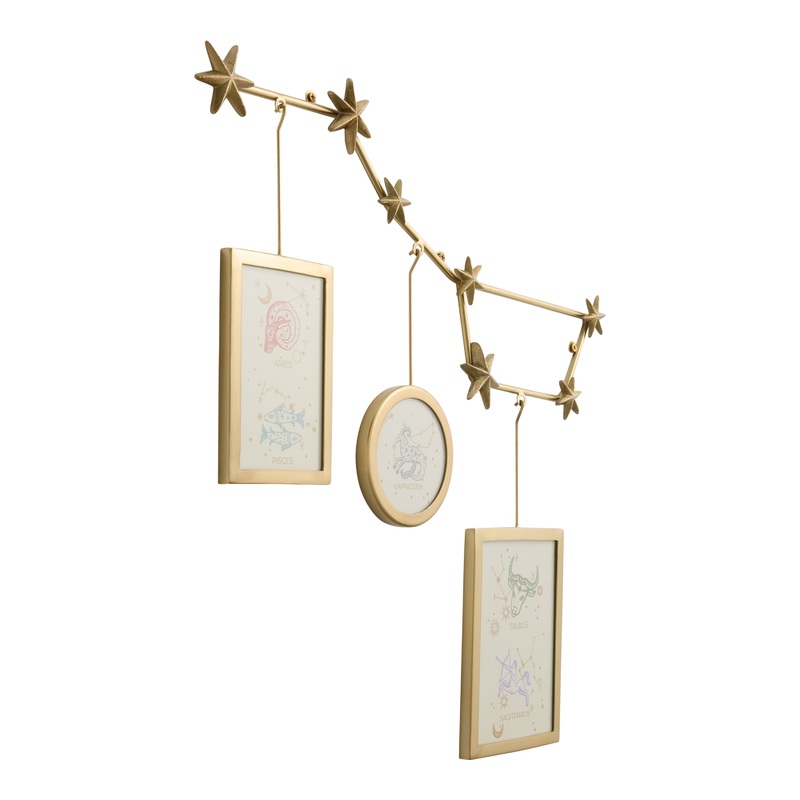 Gold Iron Big Dipper Wall Triple Picture Frame