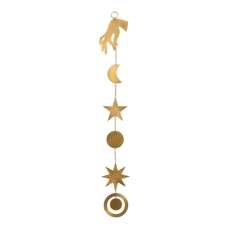 Gold Metal Mystic Hand and Celestial Wall Hanging