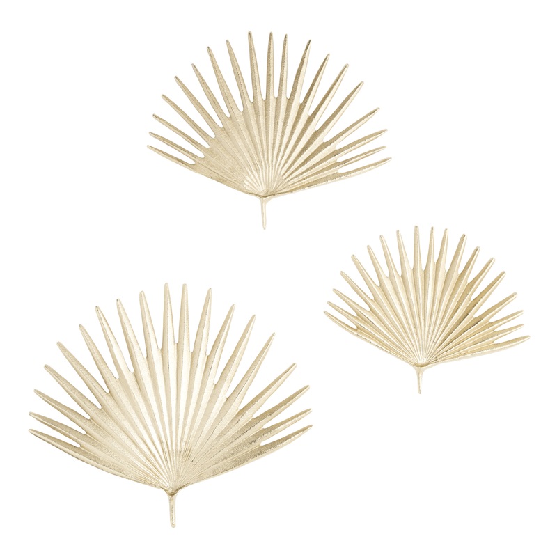 Gold Metal Palm Leaf Wall Decor 3 Piece