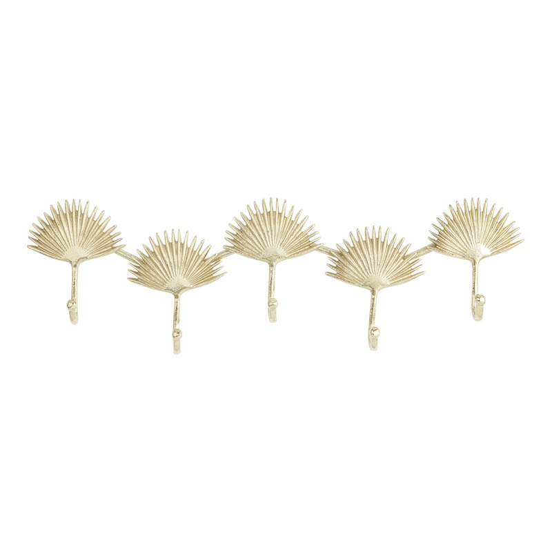 Gold Metal Palm Leaf Wall Rack