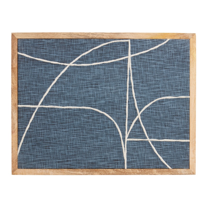 Indigo and White Woven Textile Framed Wall Decor