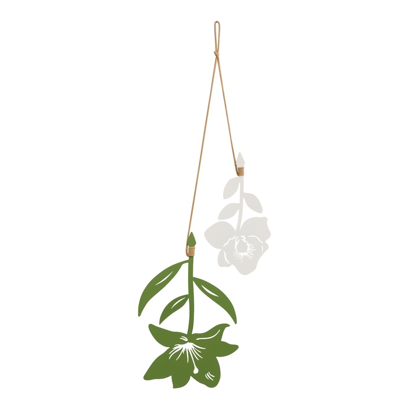 Ivory and Green Metal Tropical Floral Wall Hanging