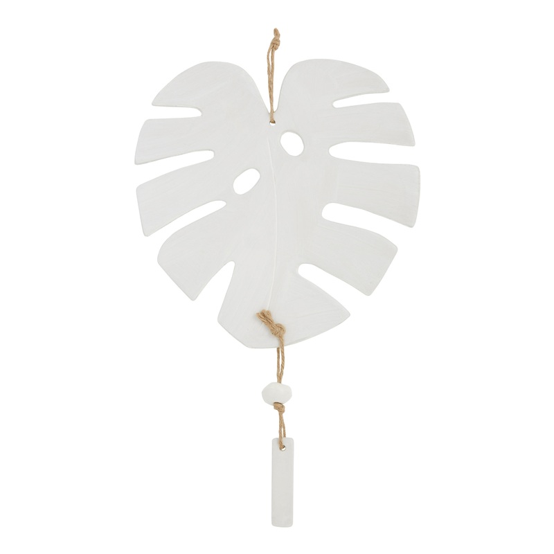 Ivory Ceramic Monstera Leaf Wall Hanging