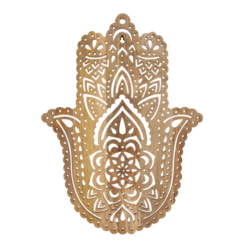 Mango Wood Cutout Hamsa Wall Decor