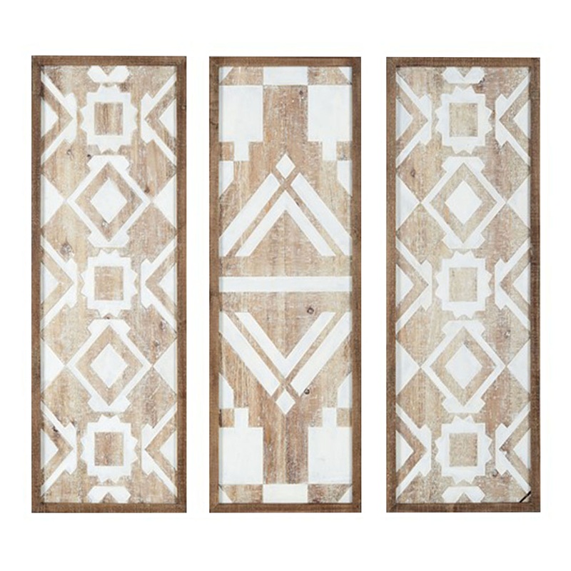 Mary Wood Two Tone Geo Panel Wall Decor 3 Piece