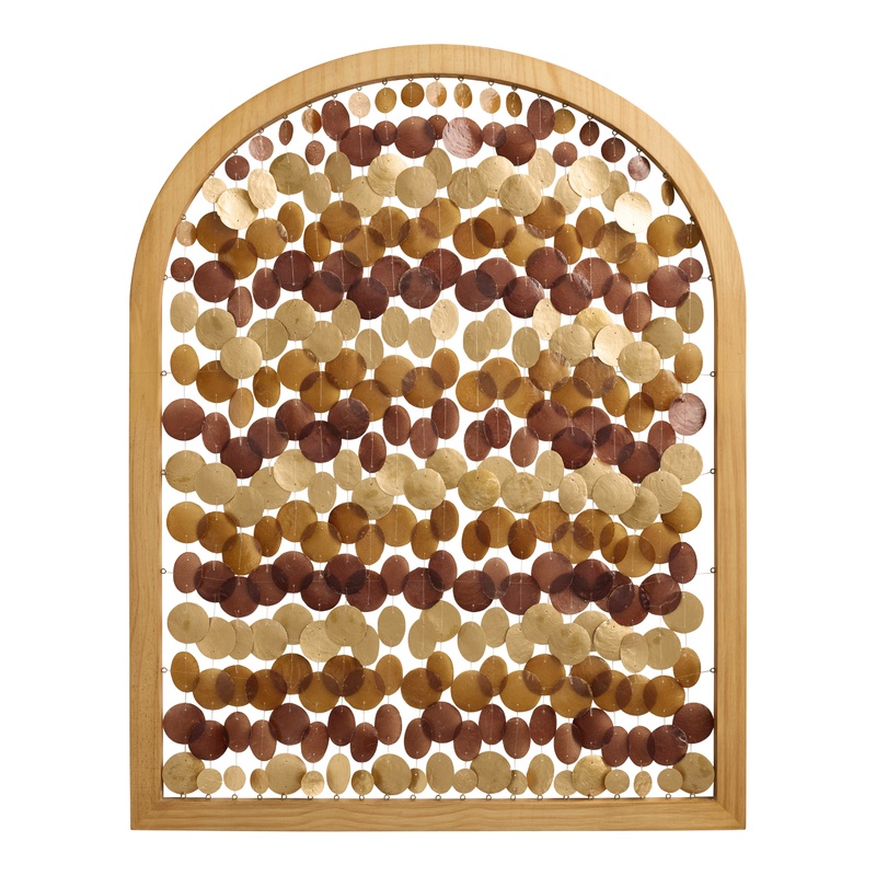 Multicolor Capiz Shell and Natural Wood Arched Panel Wall Decor