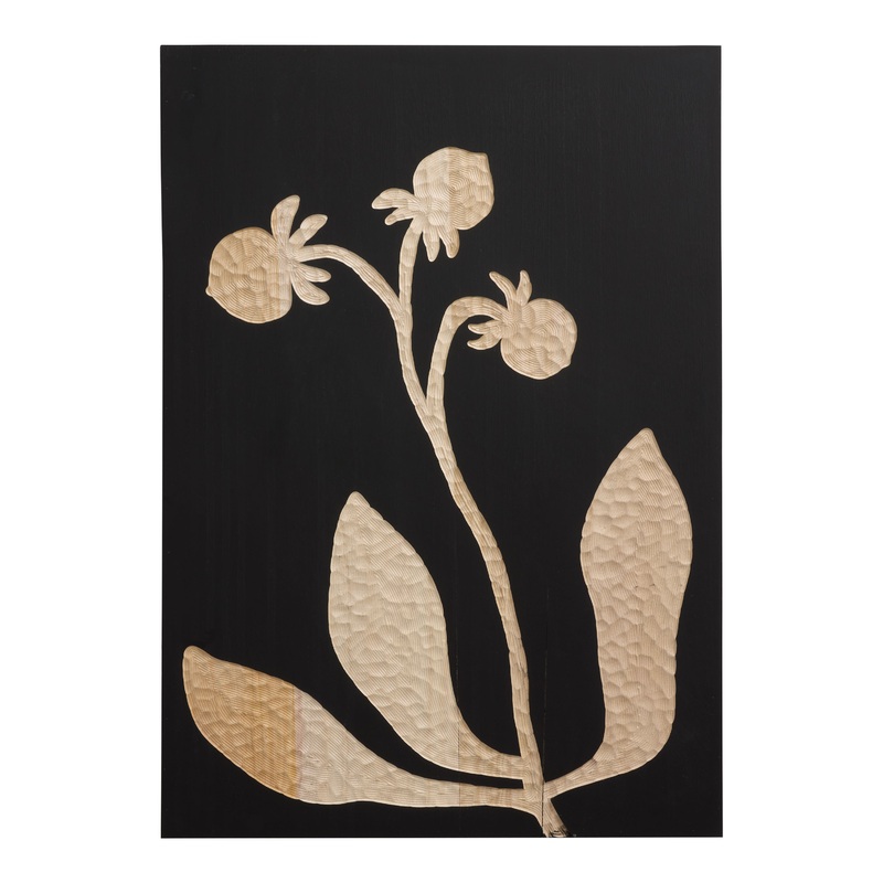 Natural and Black Carved Wood Buds Panel Wall Decor