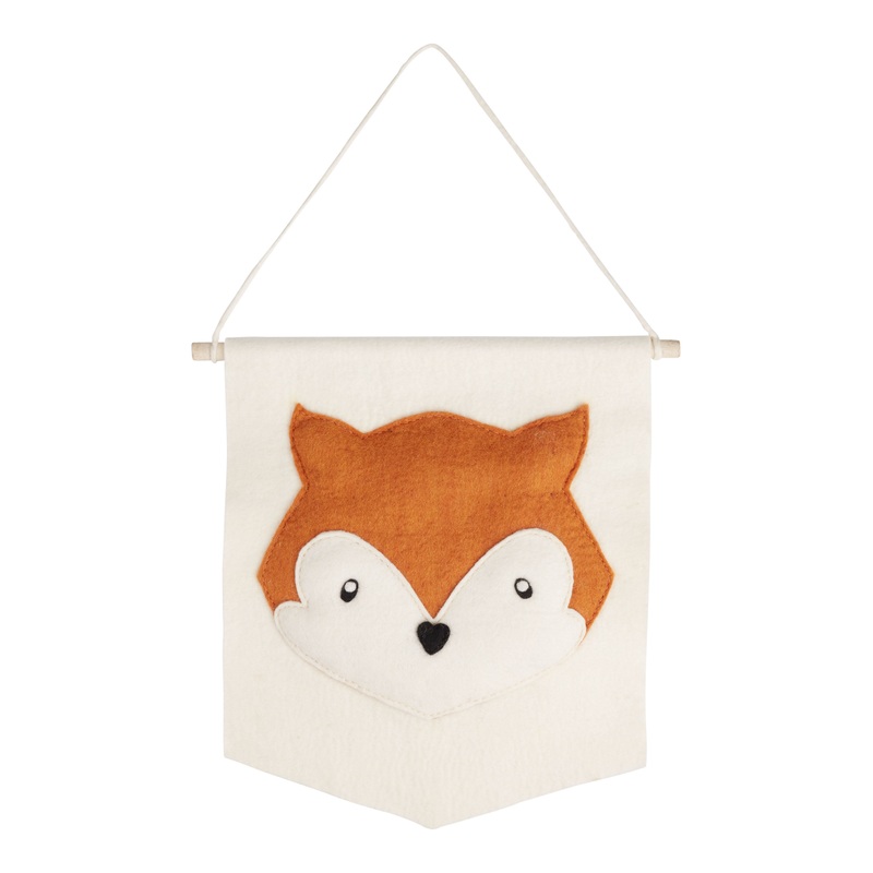 Orange And White Fox Felt Wall Hanging
