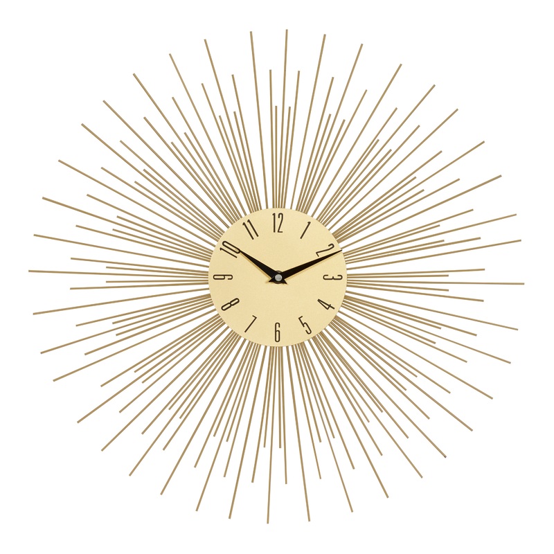 Round Gold Boho Sunburst Wall Clock