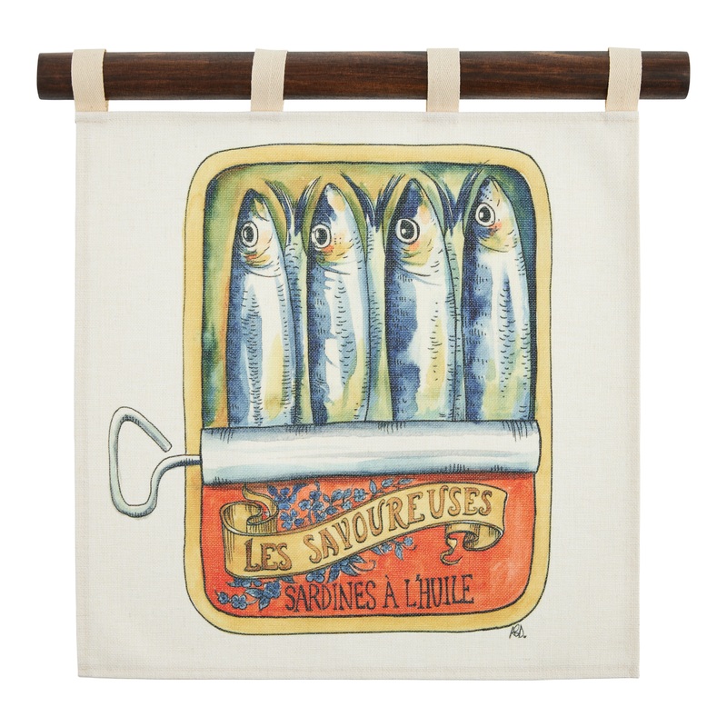 Sardines Tin Linen Scroll Wall Hanging