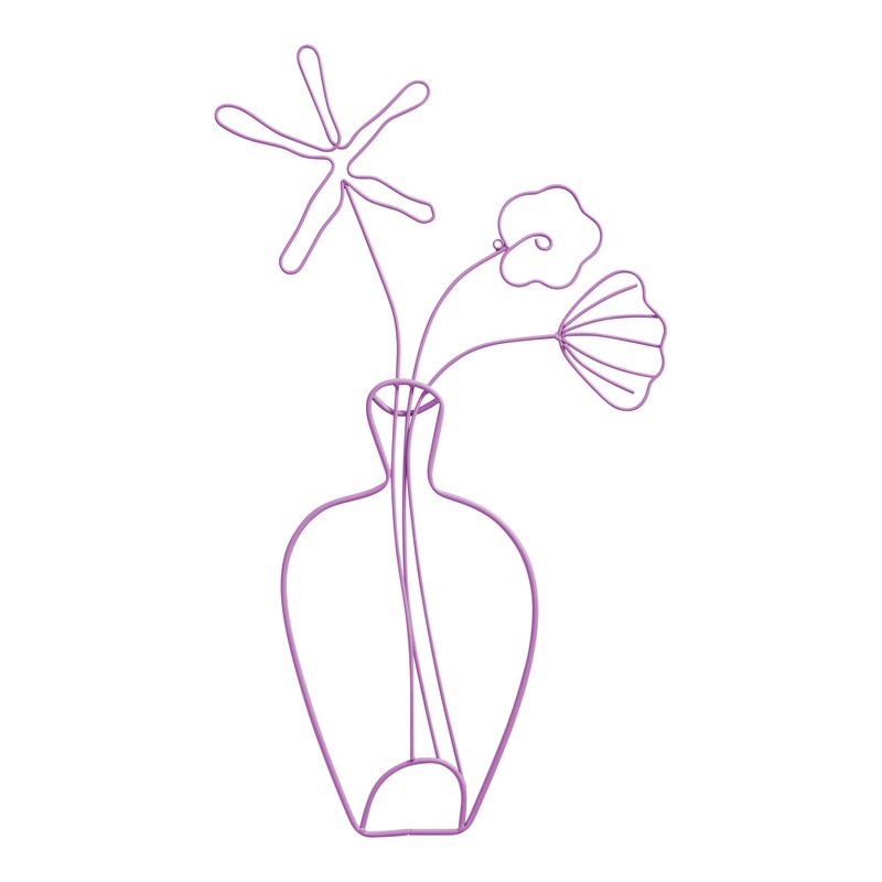 Whimsy Lilac Iron Wire Flower Vase Wall Decor
