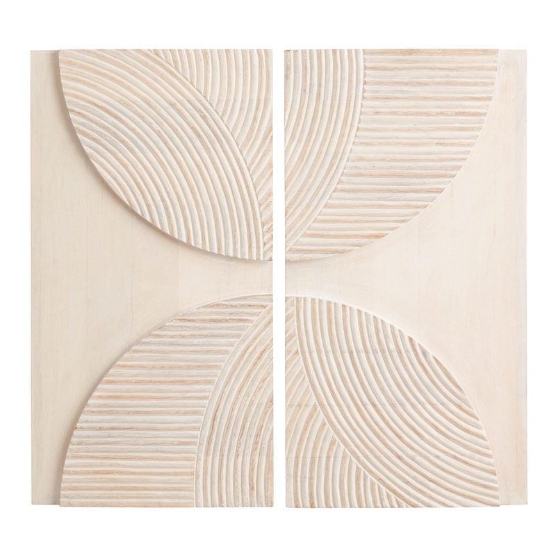 White Carved Wood Diptych Wall Decor 2 Piece