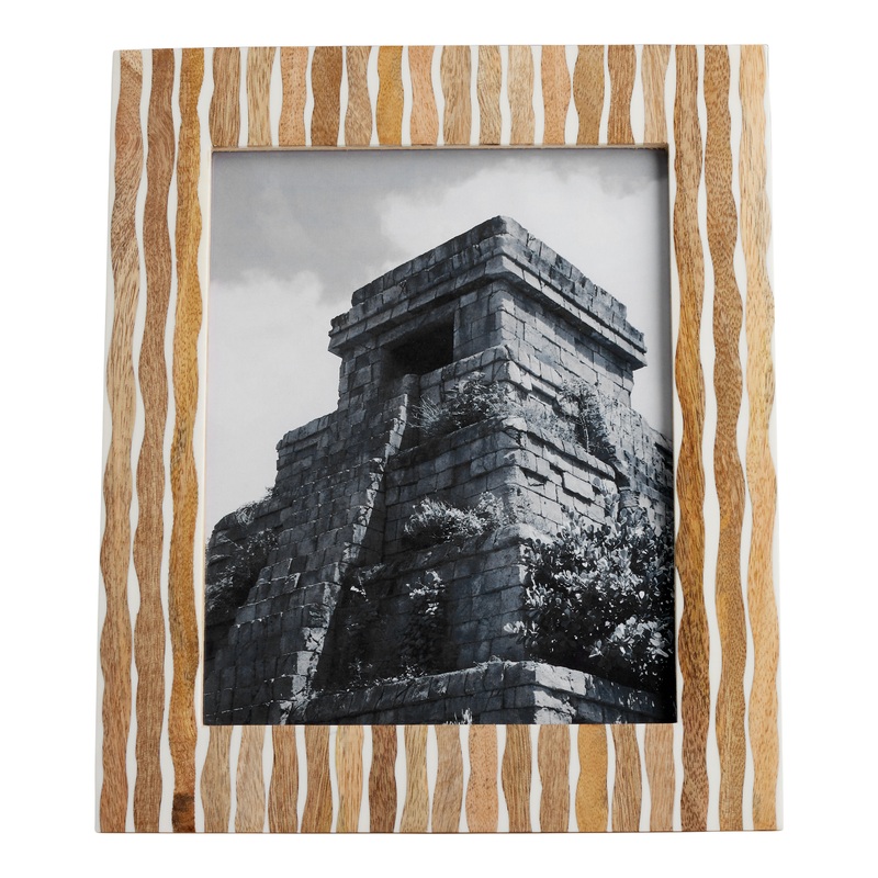 White Resin and Wood Wavy Frame