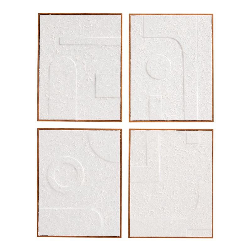 White Rice Paper Geo Framed Wall Art 4 Piece