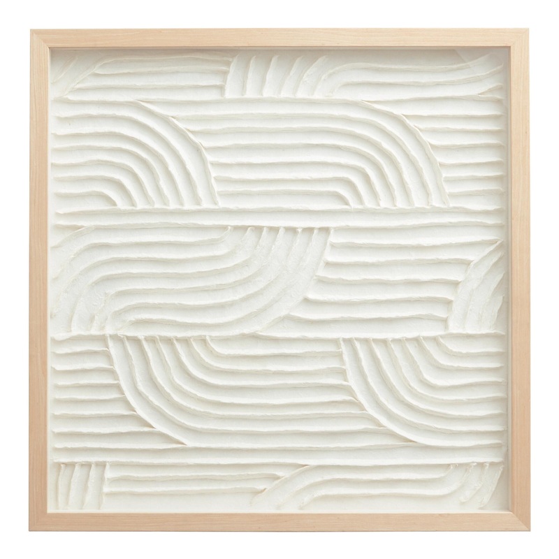 White Rice Paper Waves Shadow Box Wall Art