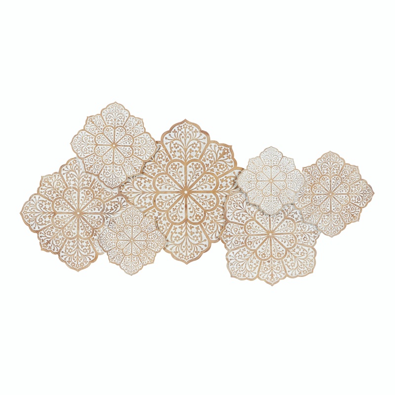 Whitewash Wood Abstract Floral Wall Decor