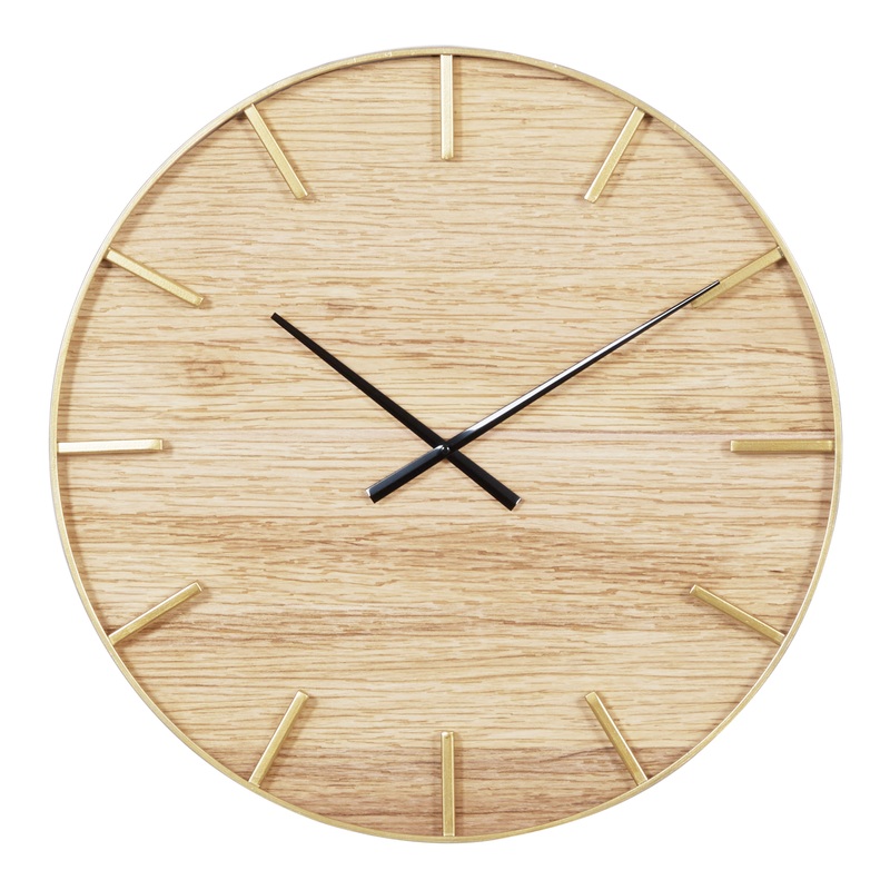 Wood Grain and Metal Wall Clock