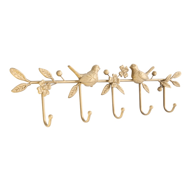 Antique Gold Floral Bird Wall Rack