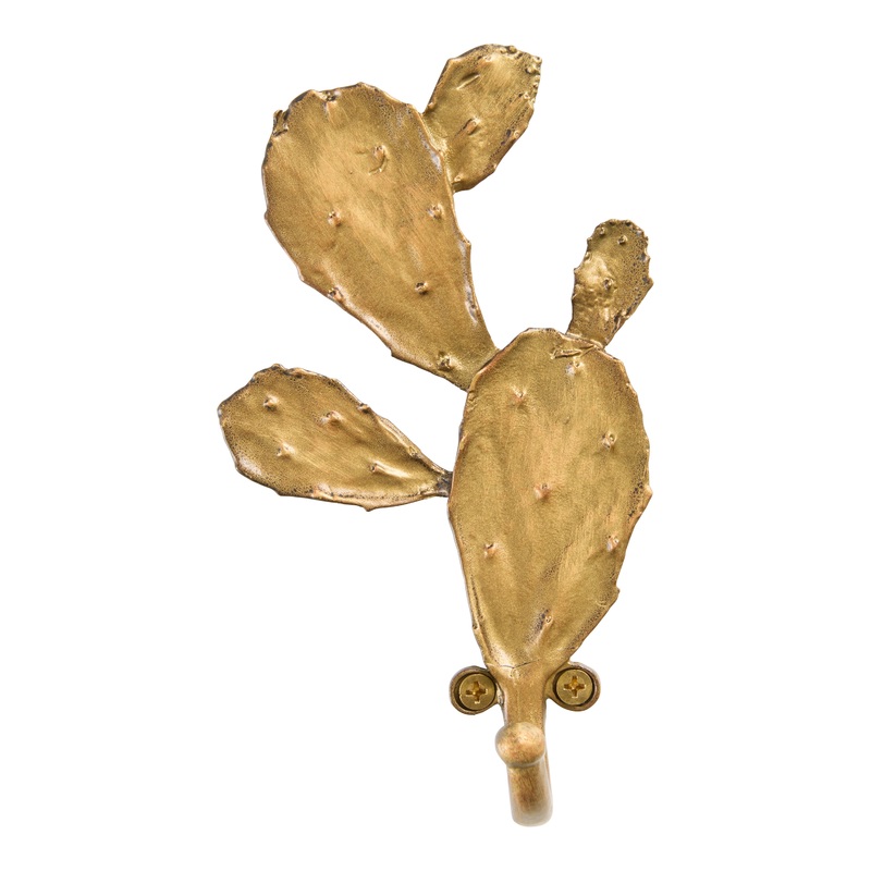 Antique Gold Pewter Cactus Wall Hook