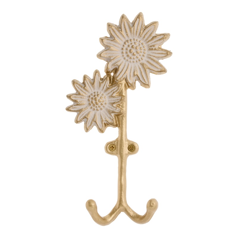 Brushed Gold Metal Daisy Double Wall Hook